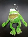 Porte-clés peluche Bob Razowski vert à un œil de Monstres & Cie Disney Pixar avec anneau métallique