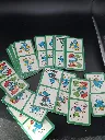 Jeu de dominos Schtroumpfs – Ravensburger – 1983 – jeu illustré Peyo – vintage – lot incomplet de 18 dominos sur 36 avec traces d’usage