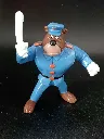 Figurine Agent Farfouille Pif et Hercule – Yolanda 1991 – policier brun en uniforme bleu – matraque blanche – jouet PVC vintage peint