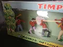 Coffret vintage TIMPO TOYS Made in England avec figurines détachables peintes représentant des personnages du Far West et boîte vitrine d’origine