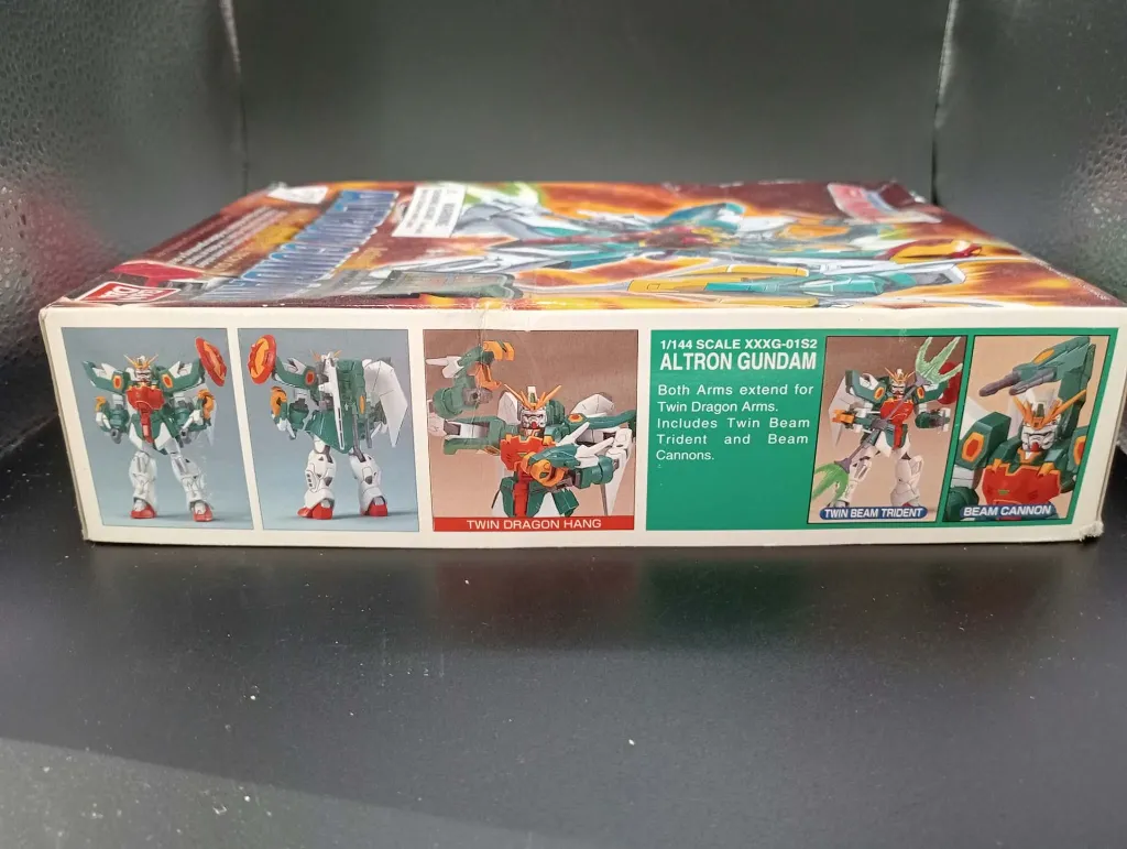 Figurine Altron Gundam XXXG-01S2 Bandai 1995 à l’échelle 1/144, maquette montée complète avec Dragon Fangs, trident, boîte et notice d’origine