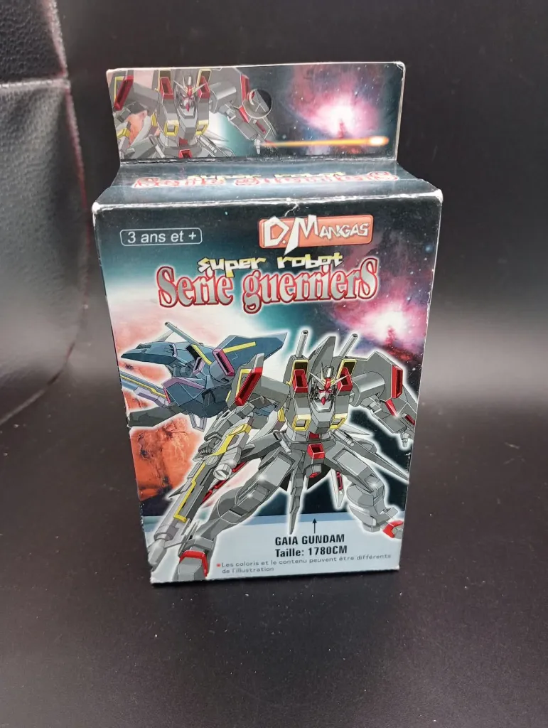 Ancienne maquette non officielle Force Impulse Gundam Série Guerriers distribuée sous la marque DM Mangas, pièces couleur sous sachet, boîte et notice illustrée