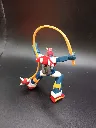 Figurine Voltes V Bandai Best Posing Collection 2003 en PVC rigide bleu rouge et blanc, présentée avec fouet orange et masse d’armes