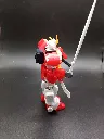 Maquette Gundam Heavyarms XXXG-01H Bandai 1995 à l’échelle 1/144, montée en rouge et blanc avec Gatling noire, bouclier rouge et longue lame grise, sans boîte