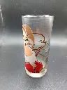Transparent Disney Grumpy portrait glass with brown red and white decoration, clouds, lightning and Disneyland Paris logo
