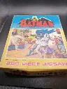 Vintage 1966 Batman Routs the Assassins 260 piece jigsaw puzzle, complete and assembled, showing Batman and Robin fighting attackers in a marketplace