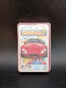 Jeu de cartes automobile Super Quartet Cabriolet Hemma 282 avec cartes illustrées de cabriolets et étui plastique rouge transparent fissuré dans un angle