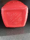 Rote Vintage-Roughneck-Thermosflasche mit Snoopy und Woodstock, weißem Stopfen mit orangefarbenem Klappverschluss und fehlendem Außenbecher