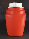 Garrafa térmica vintage vermelha Roughneck com Snoopy e Woodstock, tampa branca com patilha laranja e copo exterior em falta