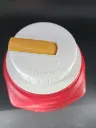 Termo vintage rojo Roughneck con Snoopy y Woodstock, tapón blanco con pestaña naranja y taza exterior ausente