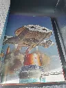 Livre relié anglais Starliners de Stewart Cowley avec grand vaisseau spatial rose et jaune sur fond orangé, illustrations rétrofuturistes en couleurs et dessins techniques de vaisseaux