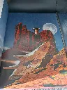 Franstalig boek Les Longs Courriers de l’Espace van Stewart Cowley, uitgegeven door Dargaud in 1981, zwarte omslag met rode ruimteschepen, kleurenillustraties en zwaar beschadigde rug