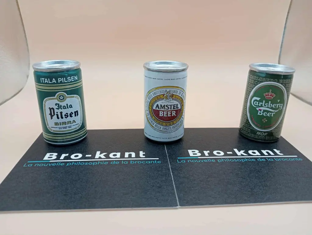 Lot de 3 mini cannettes décoratives – Itala Pilsen, Amstel, Carlsberg – 5 cm de pur style brassé