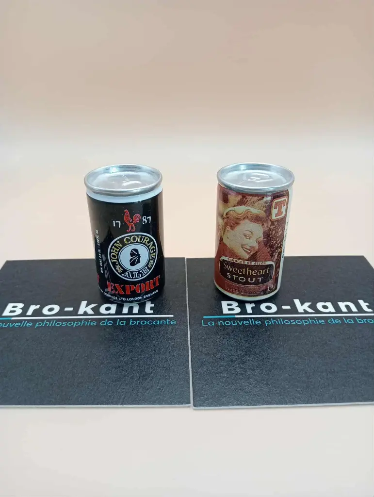 Lot de 2 mini cannettes décoratives – EXPORT & Sweetheart Stout – 5 cm de charme brassé