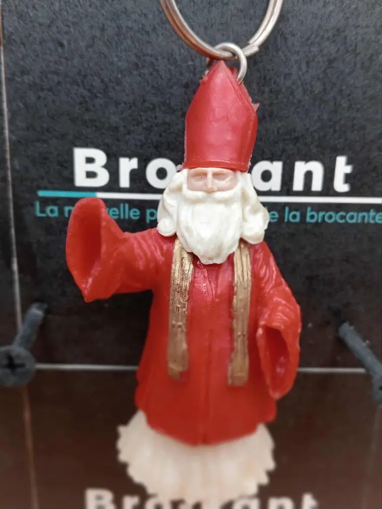 Lot de 3 porte-clés anciens – Souris, Saint Nicolas & lapin de pâques – Série fantaisie vintage