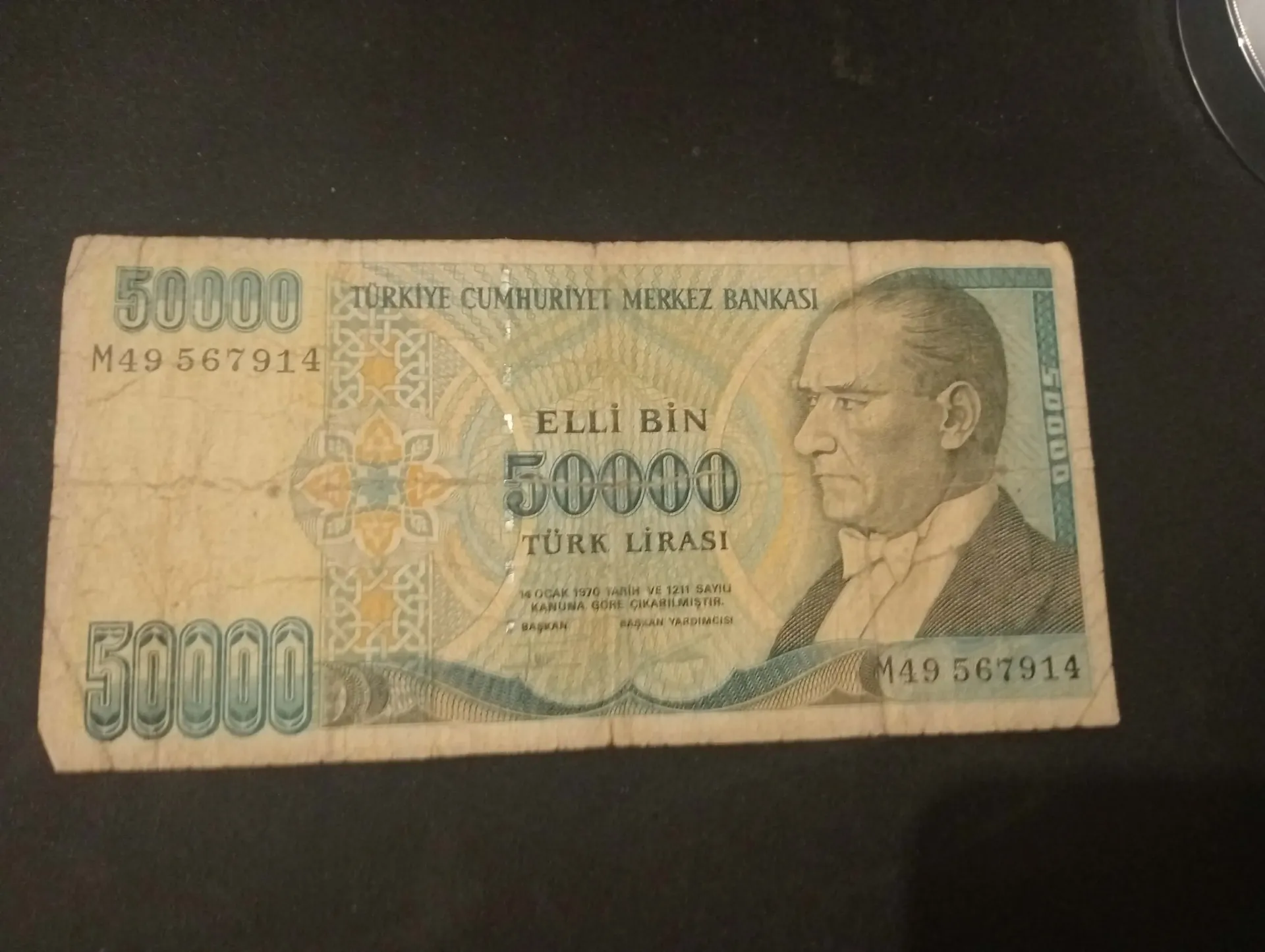 Turkey 50,000 lira banknote – Atatürk & Ankara Parliament