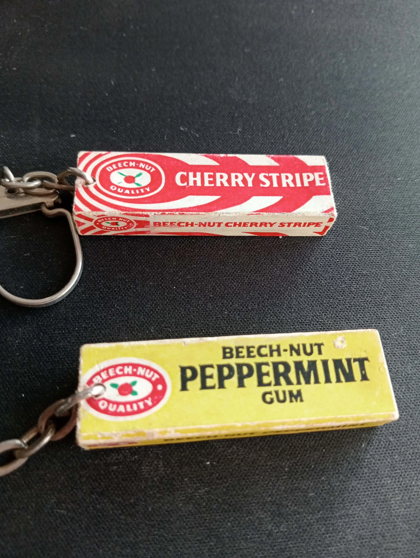 Vintage BEECH-NUT Gum Keychains – Cherry Stripe & Peppermint