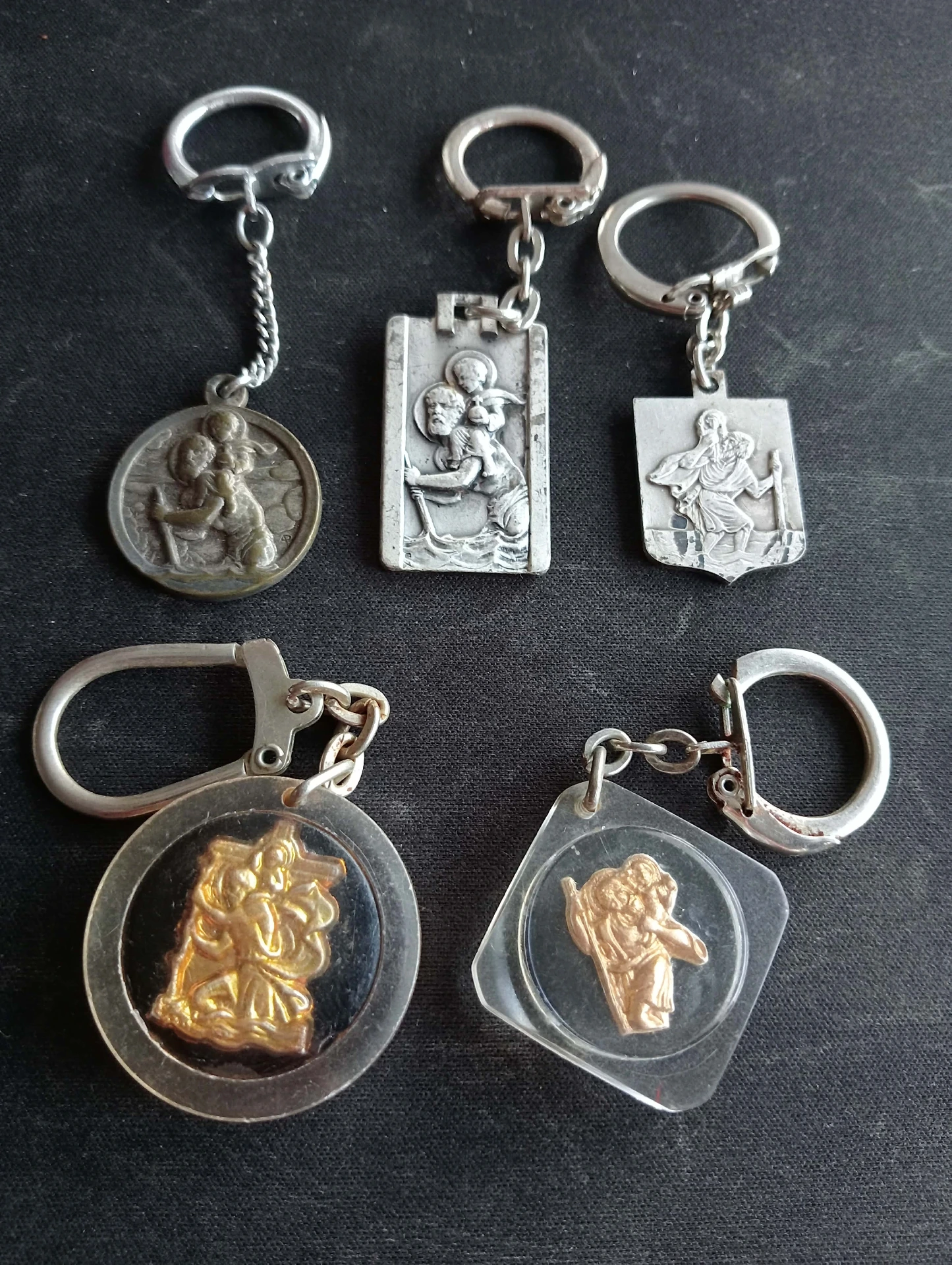 Lot de 5 porte-clés Saint Christophe – Protection vintage pour voyageurs