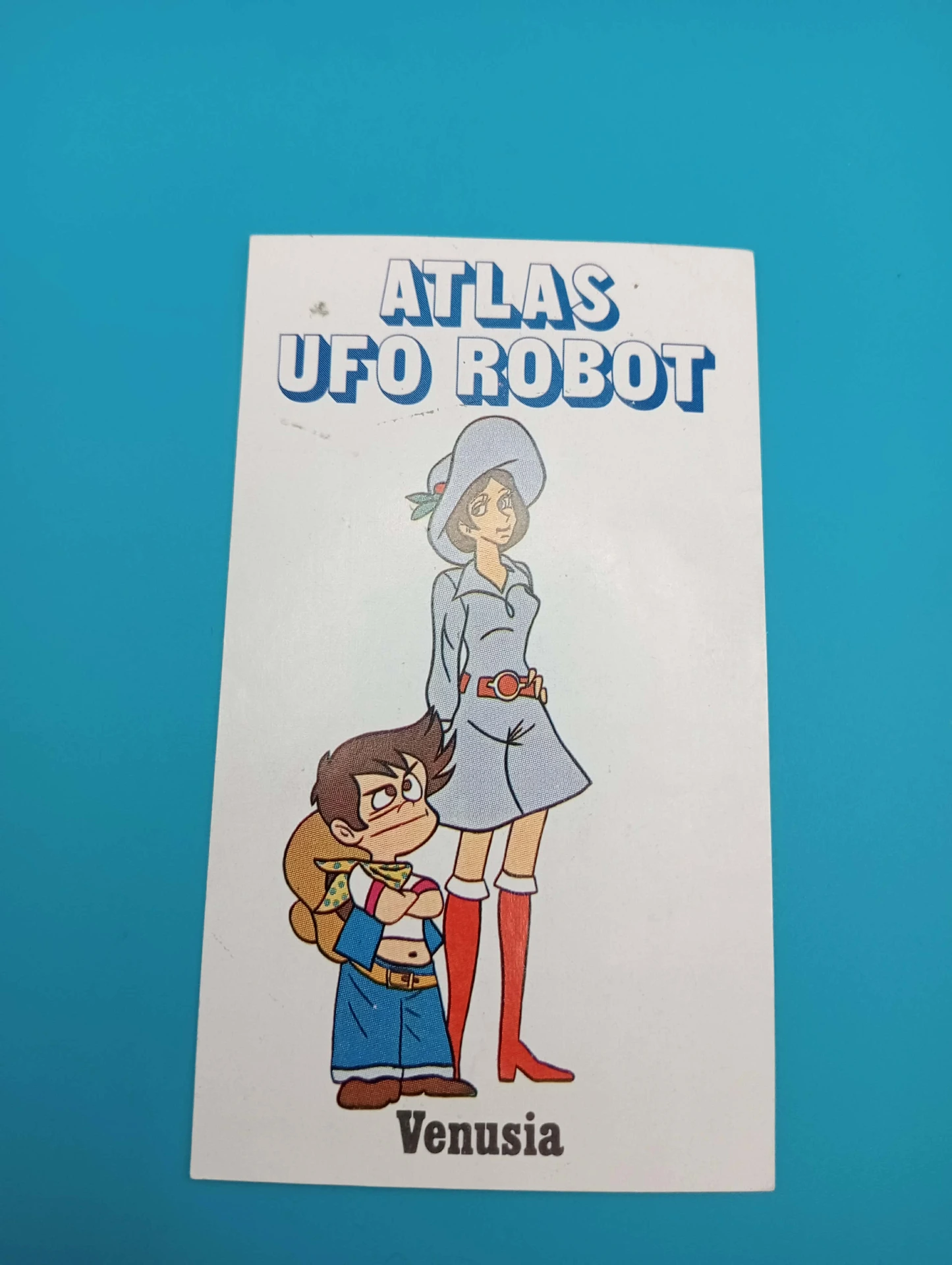Autocolante vintage Venusia – Atlas UFO Robot – 10,5×6 cm – anime cult 1978