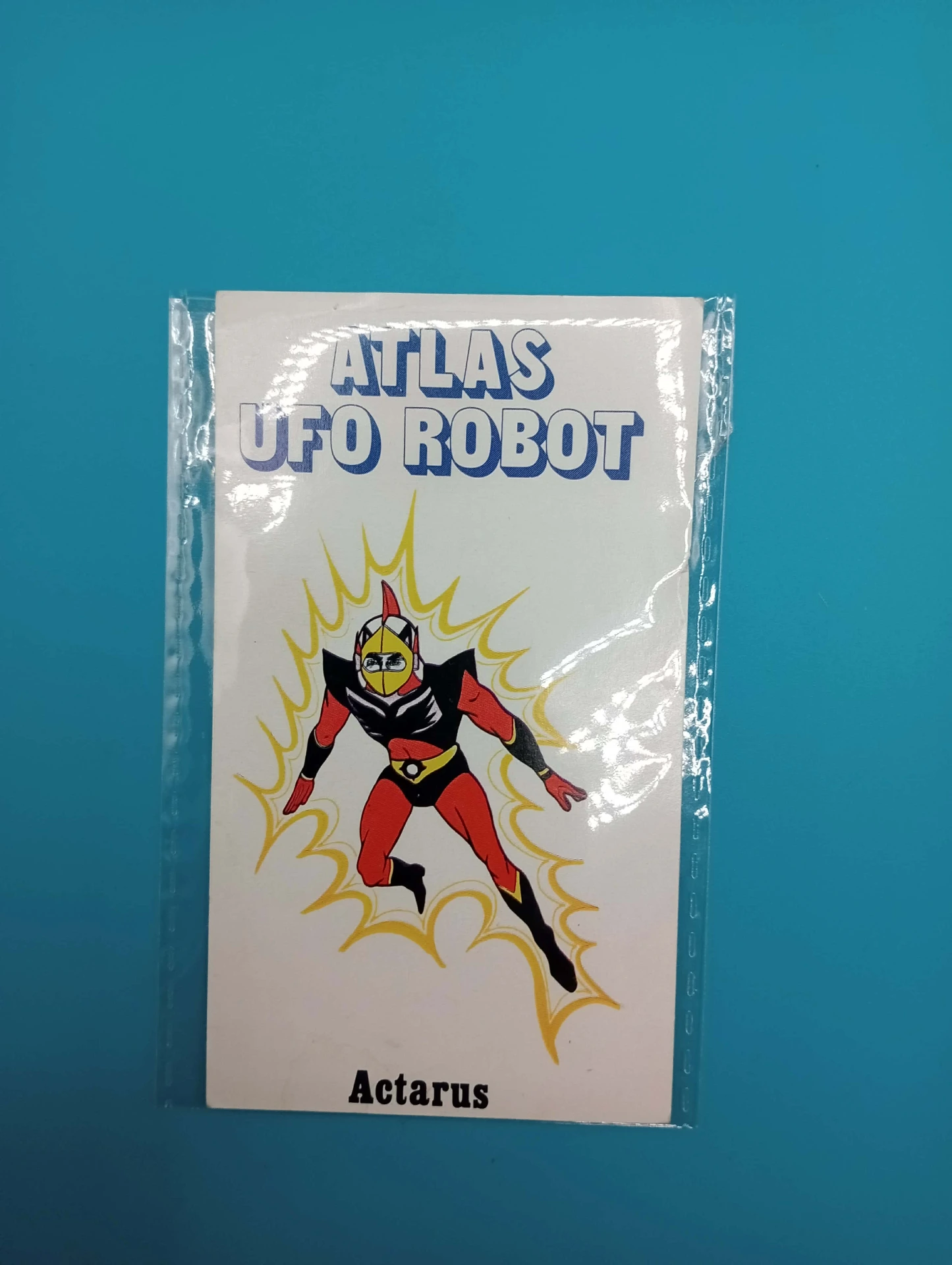 Autocollant vintage Actarus – Atlas UFO Robot – 10,5×6 cm – héros culte 1978