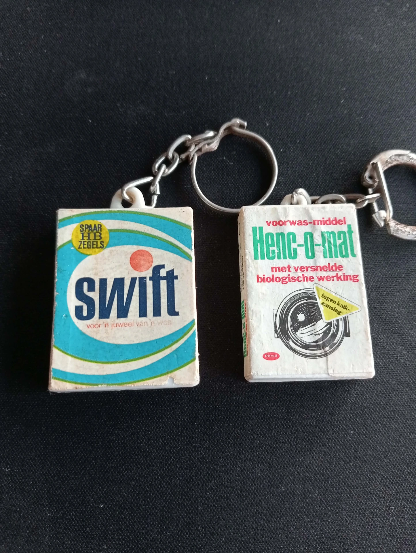 Llavero vintage detergente – Swift & Henc-o-mat (publicidad años 60–70)