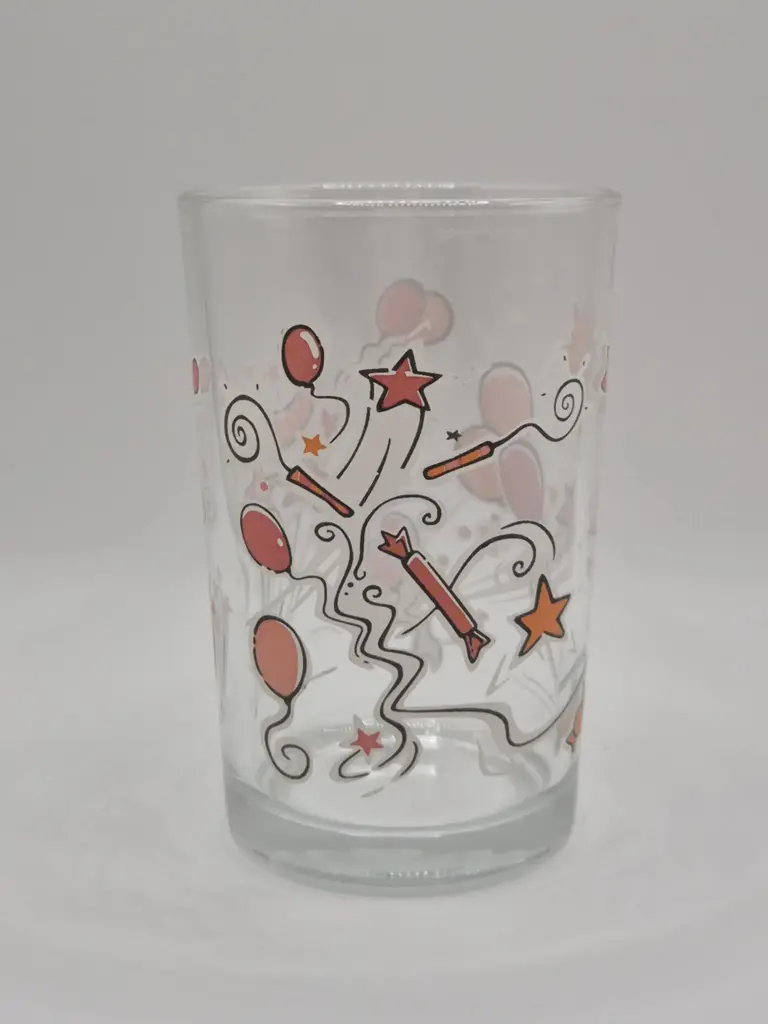 Vaso fantasía con estrellas y globos rosas