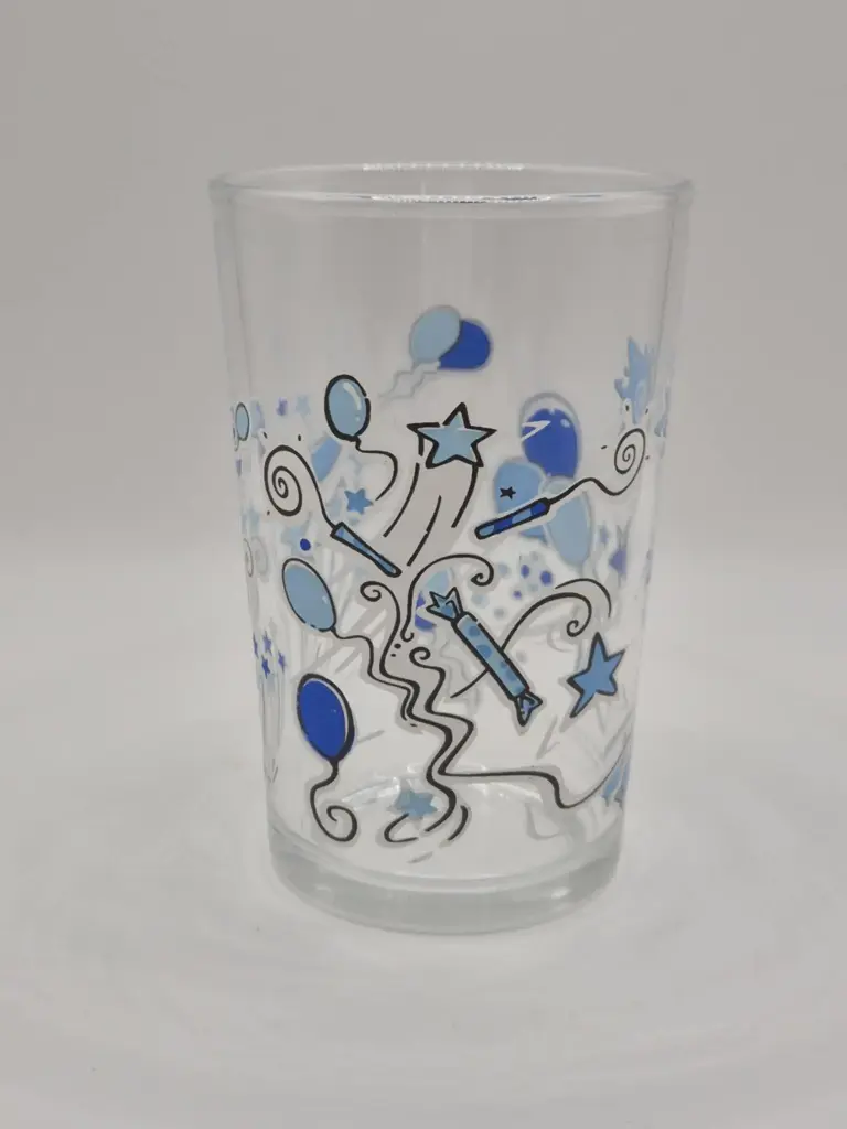 Verre fantaisie étoiles et ballons bleus