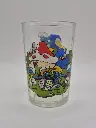 Bénédictin‑Glas Schlümpfe 1989 – die Schlümpfe haben Spaß