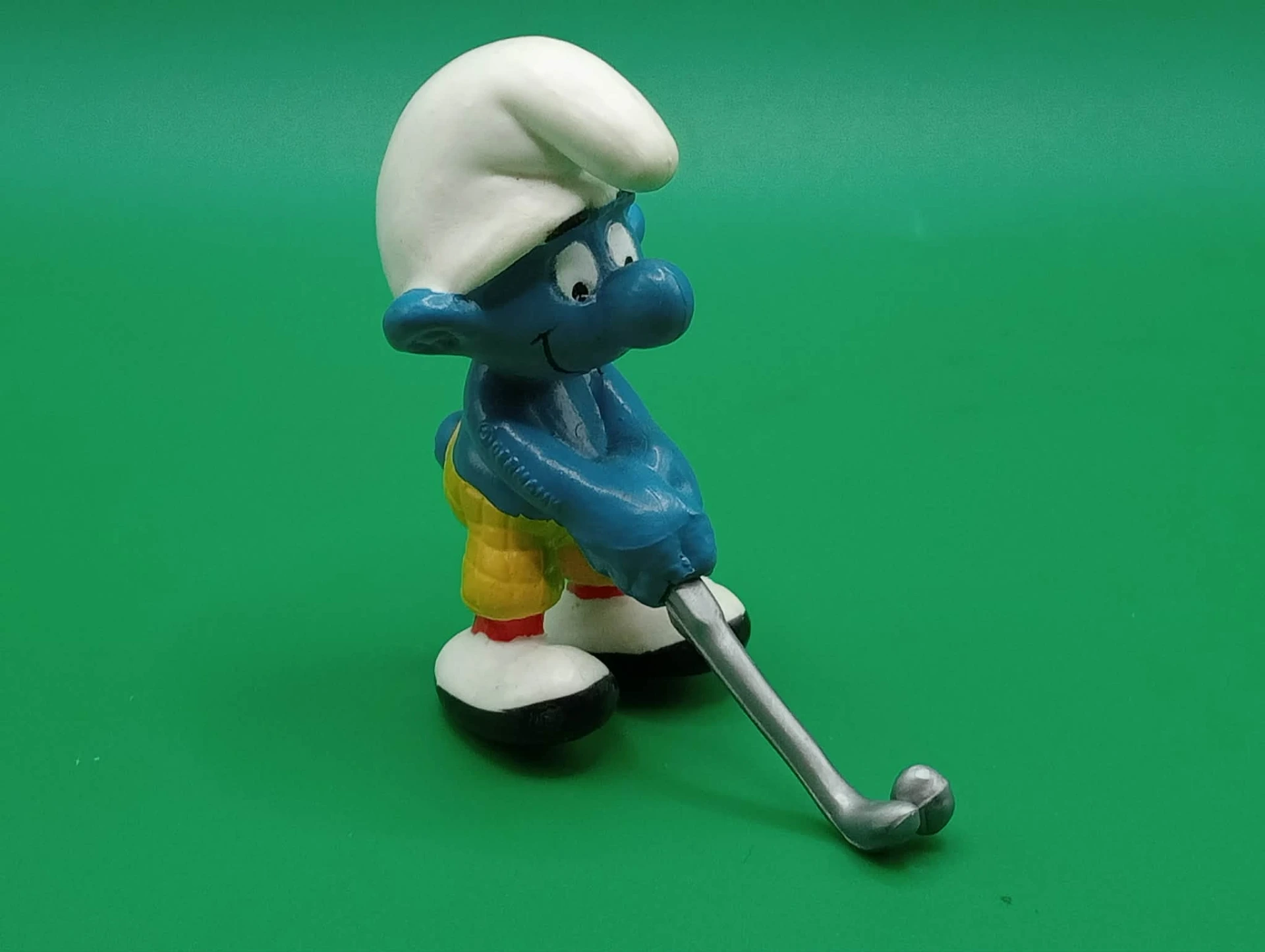 Vintage golf Smurf – Figuur met zilveren club