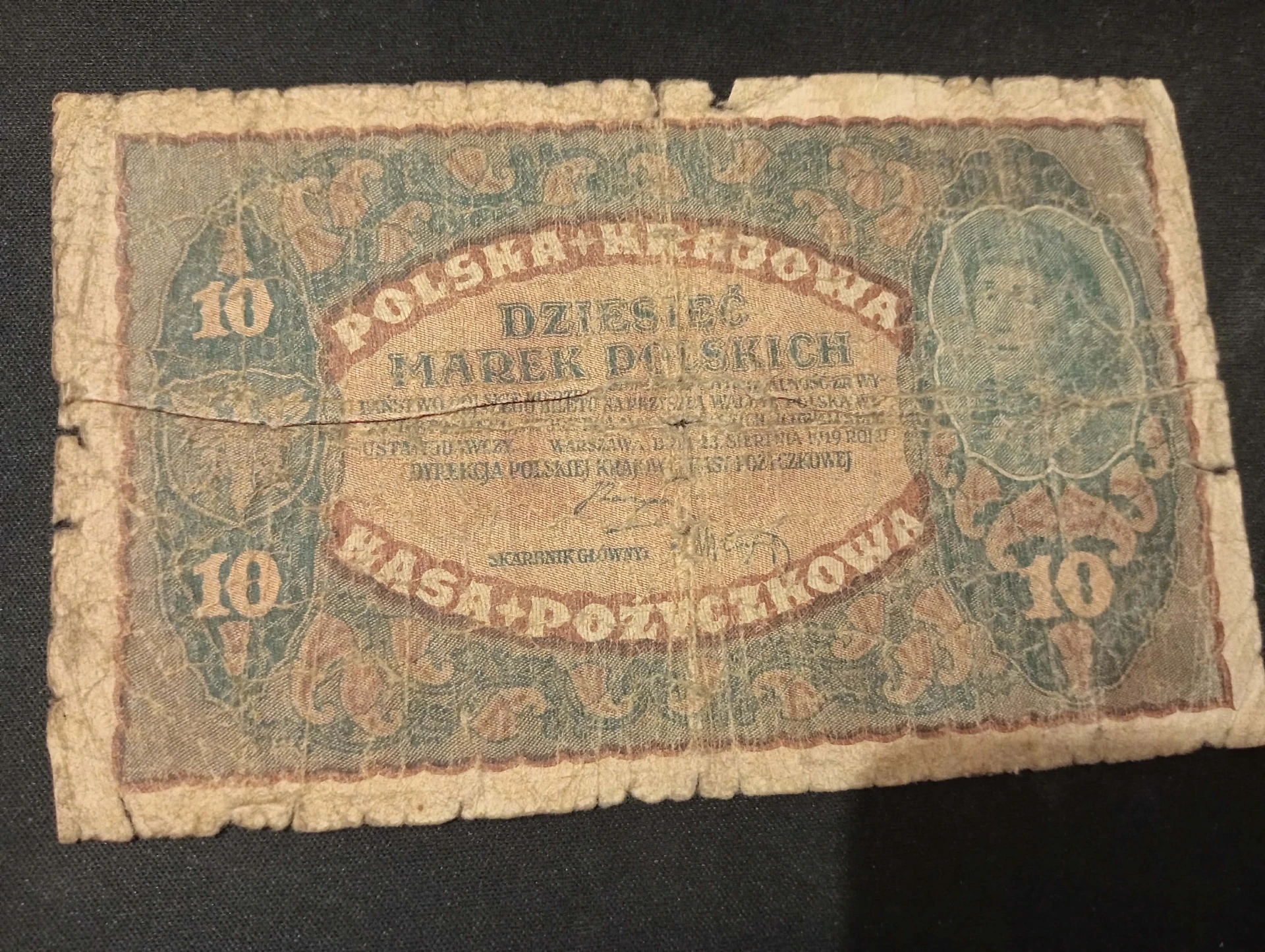 Banconota 10 Marchi Polacchi – Polonia Pożyczka Ludowa 1919-1920