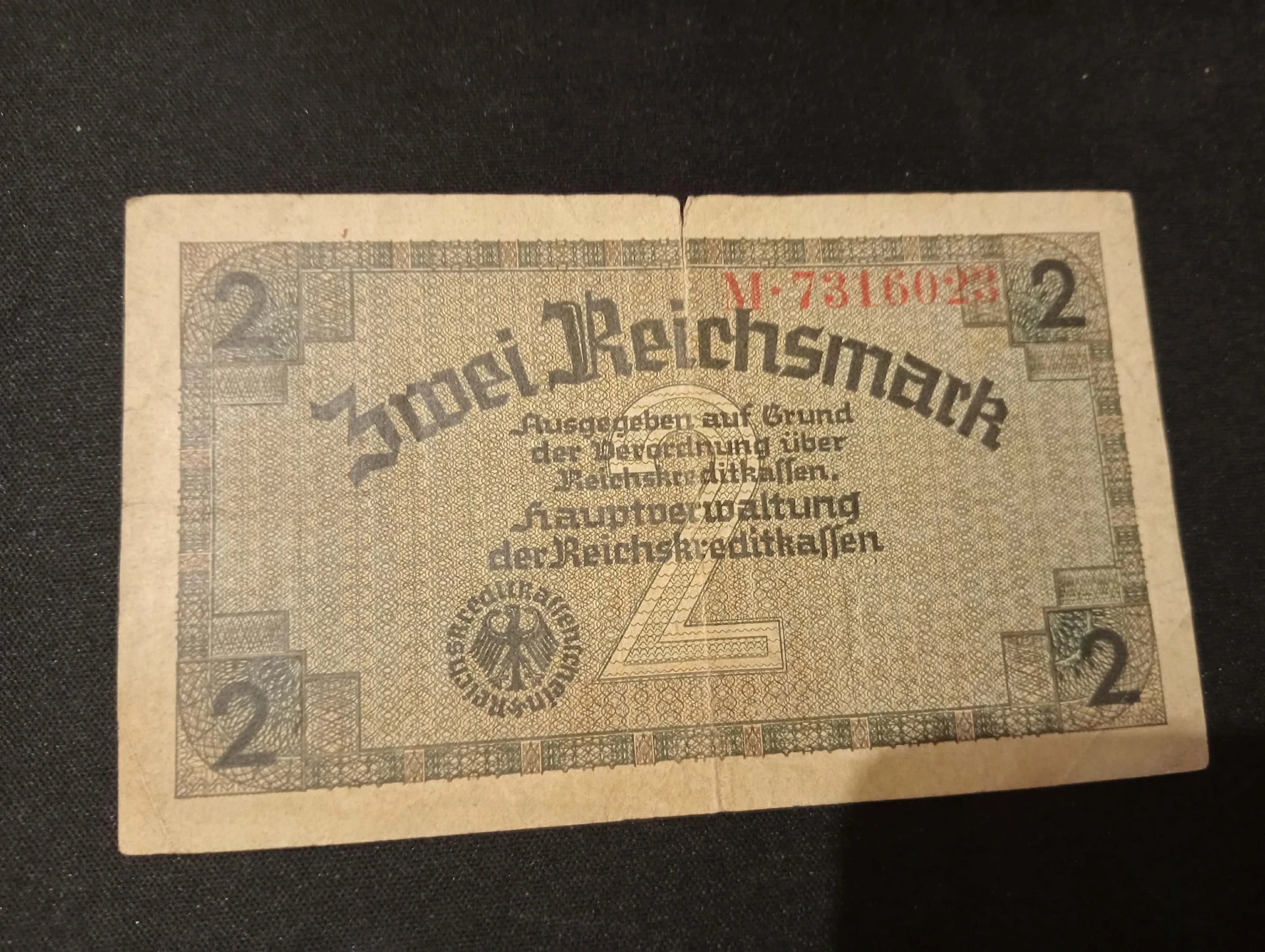 Nota de 2 Reichsmark – Alemanha Reichskreditkassen Segunda Guerra
