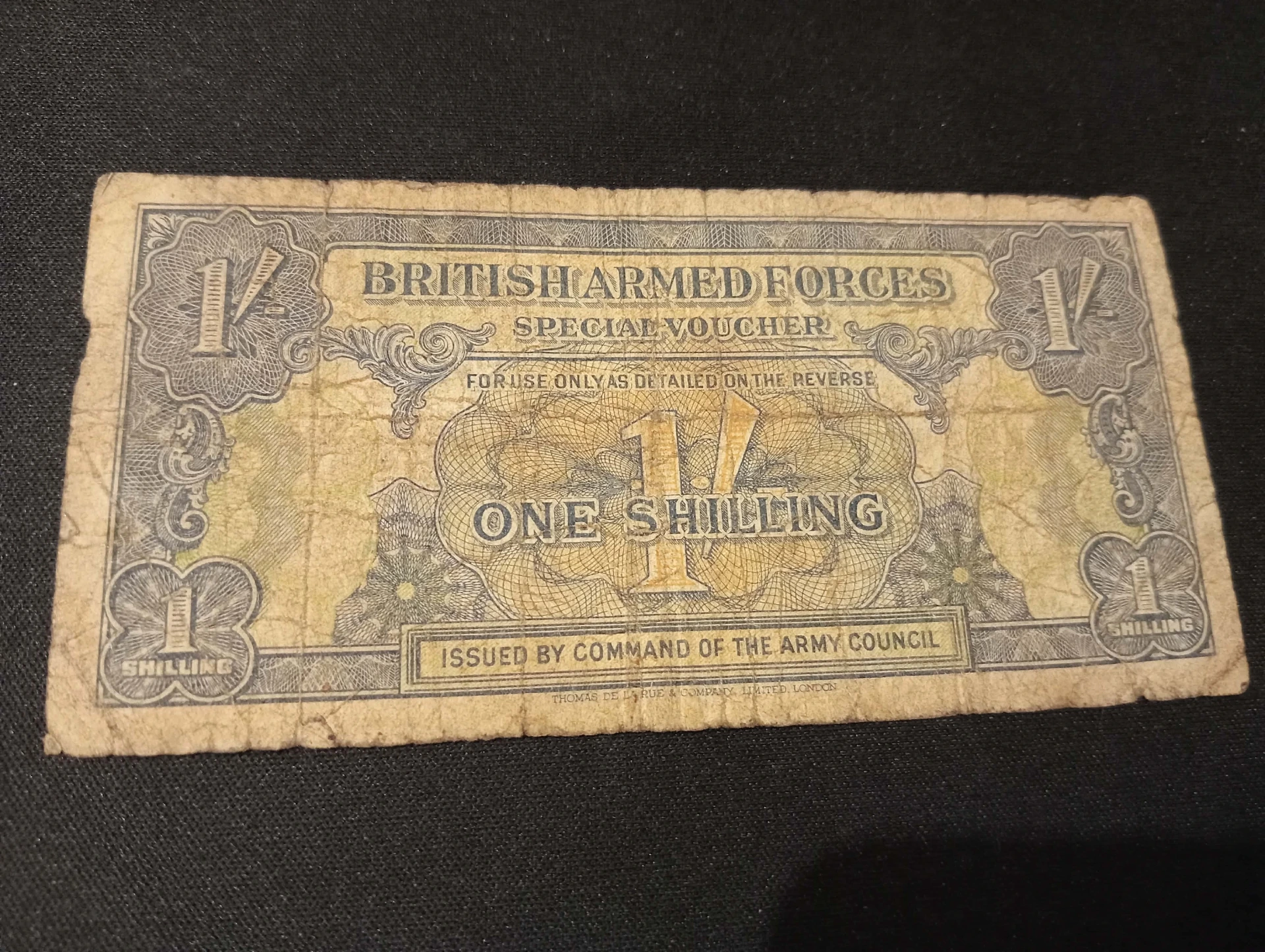 Nota militar britânica 1 shilling – Special Voucher