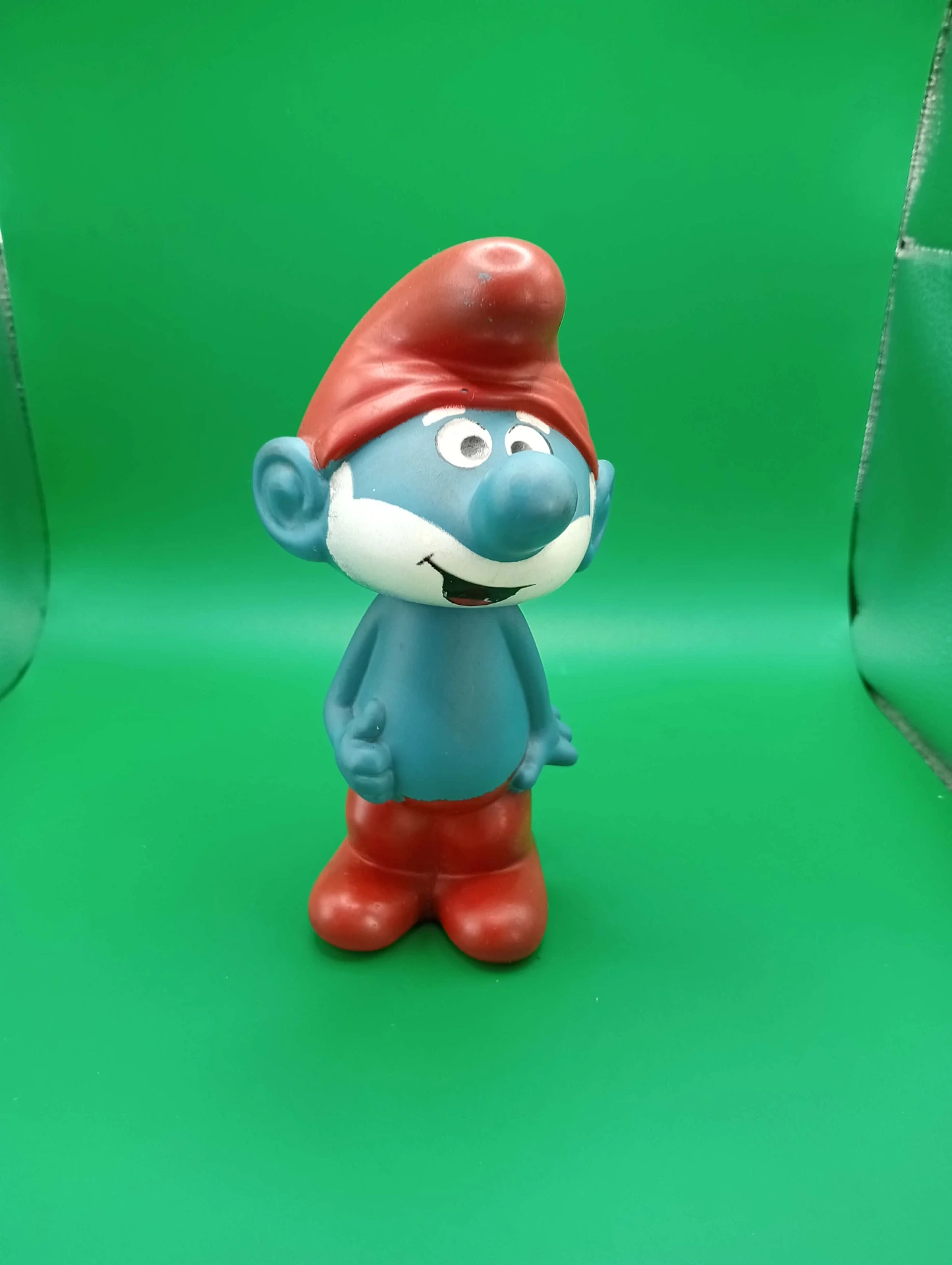Papai Smurf pouet 15 cm – Brinquedo sonoro vintage anos 80