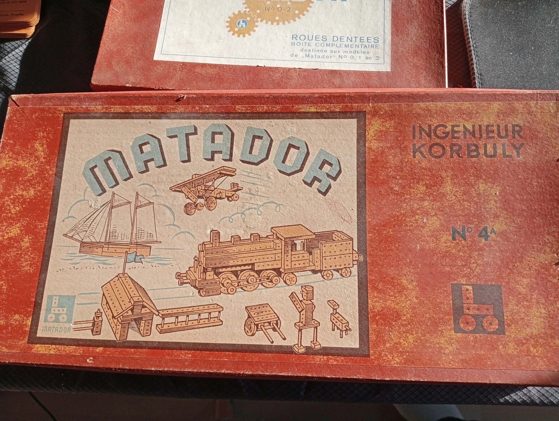 Matador Vintage-Set 1940-1960 – Schachteln, Hefte, Zahnräder + 6 Gratis-Tütchen