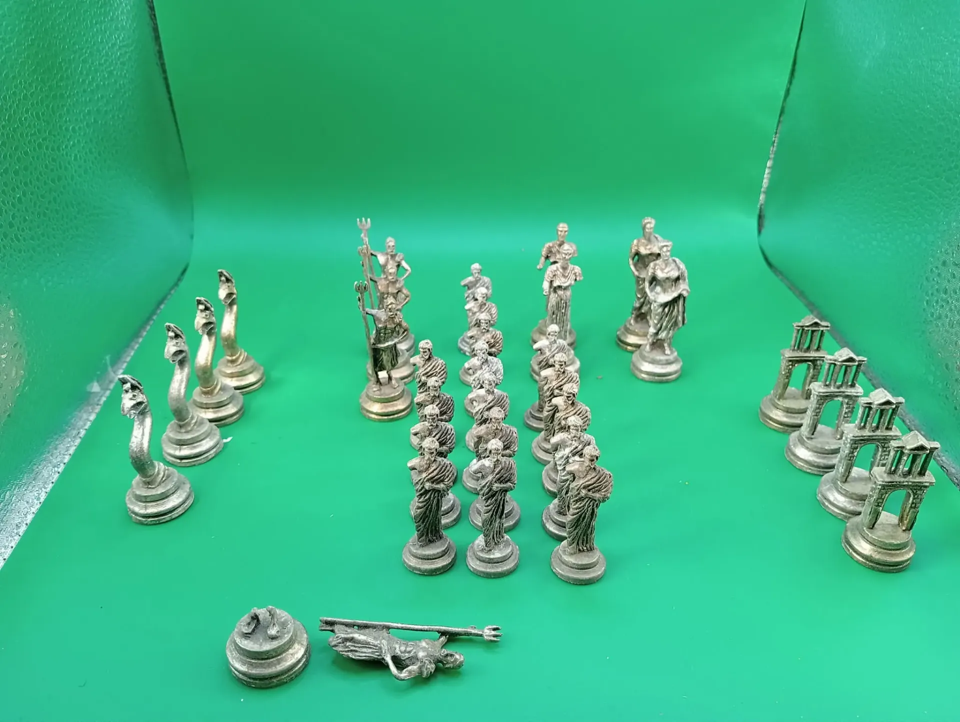 Metal chess set – Greco‑Roman mythology