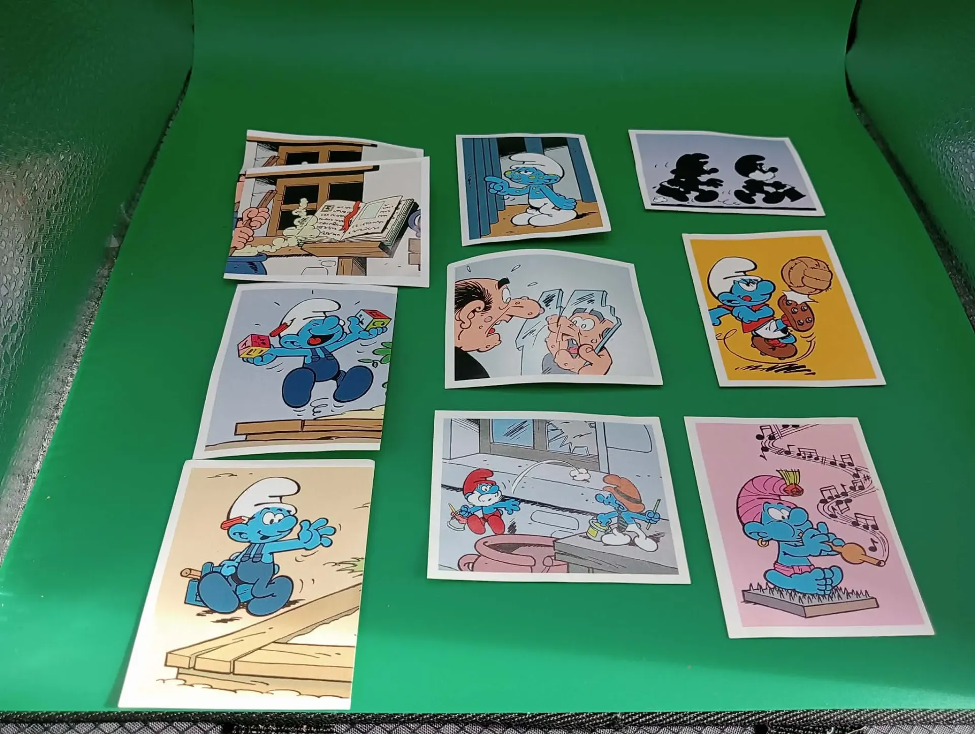 Set von 10 Schlumpf‑Stickern – Panini 2008 – Mit 1 Duplikat