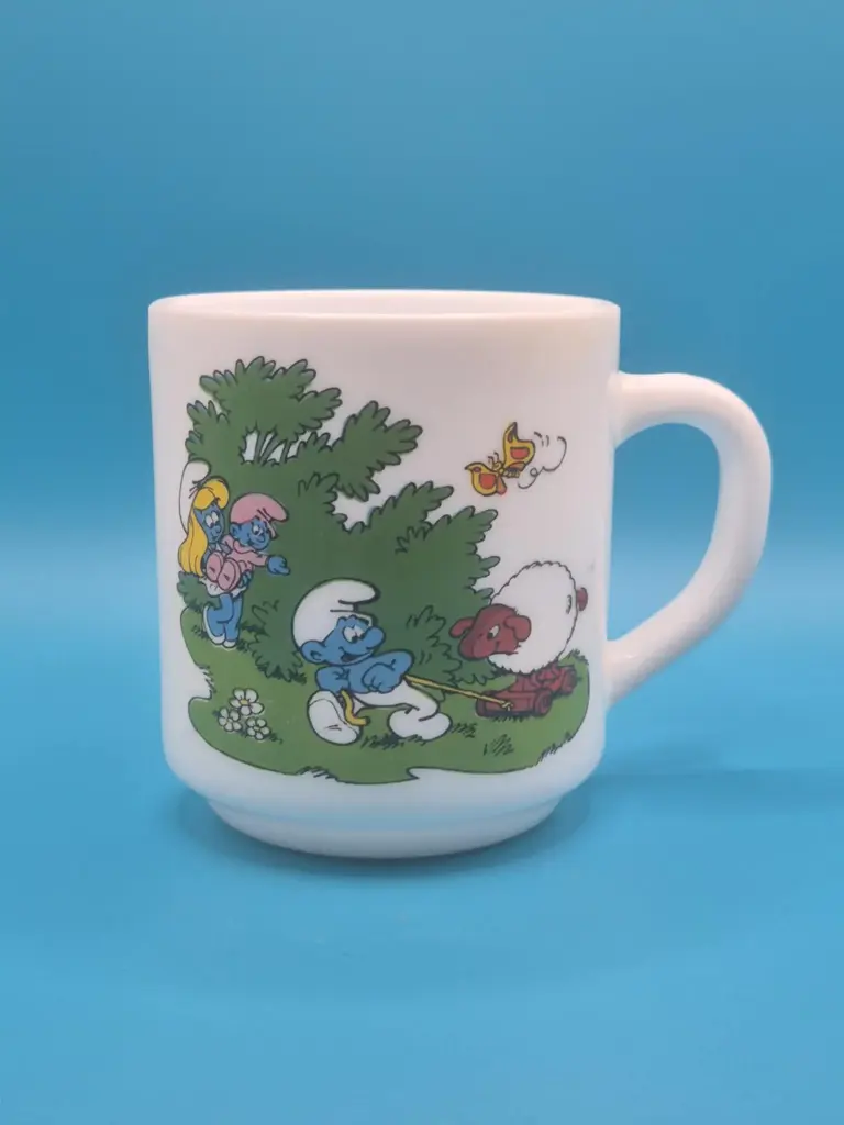 Tasse schtroumpfs Bénédictin 1986 - jouent et dansent