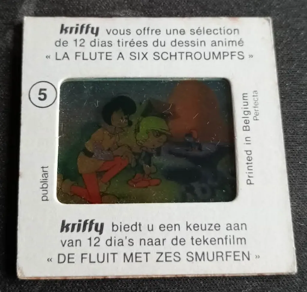 Kriffy‑Dia Nr. 5 – Die Flöte mit sechs Schlümpfen – Publiart / Perfecta – Belgien 1975