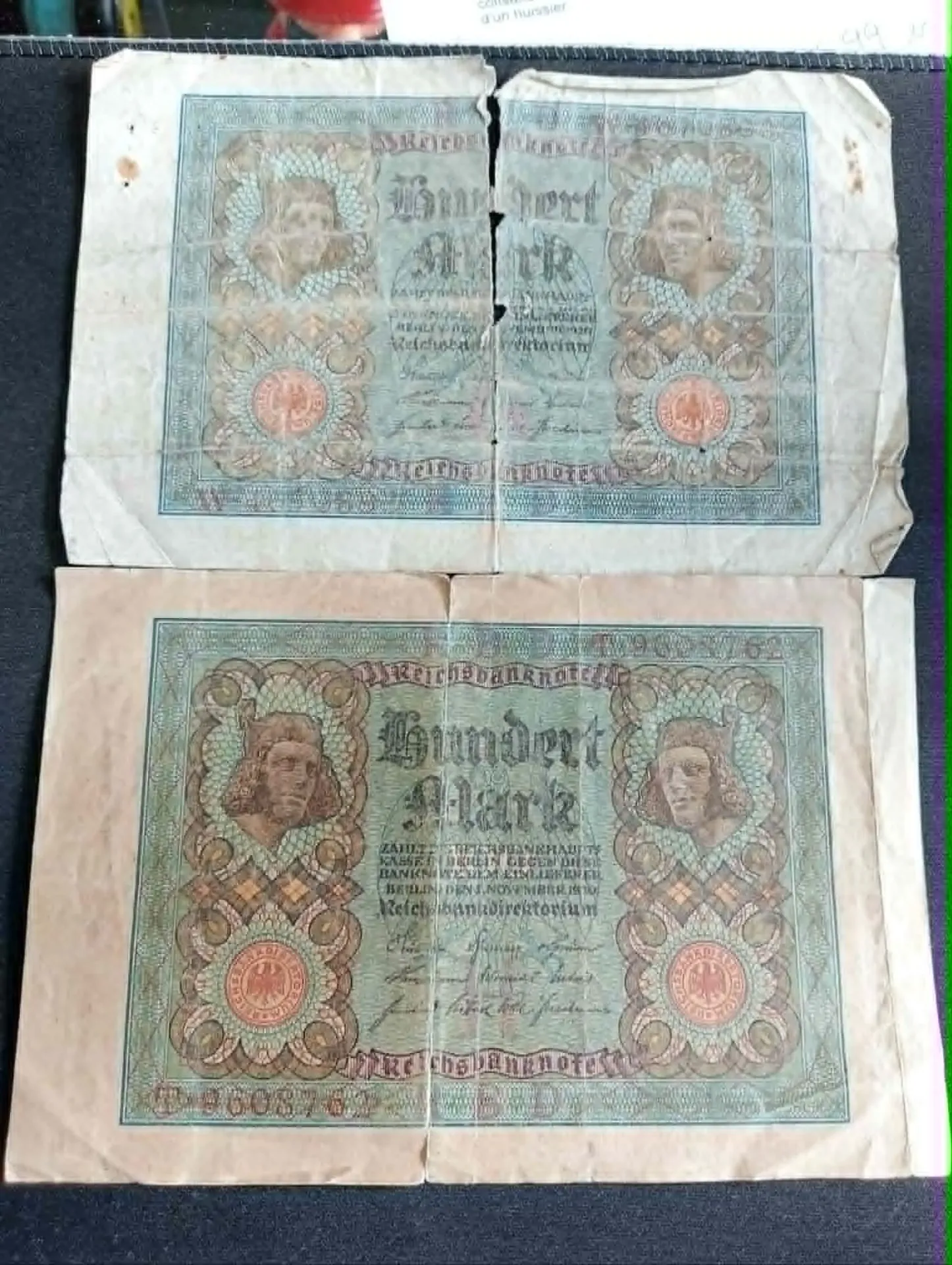 Set van 2 Duitse biljetten 100 Mark – Reichsbanknote – 1922