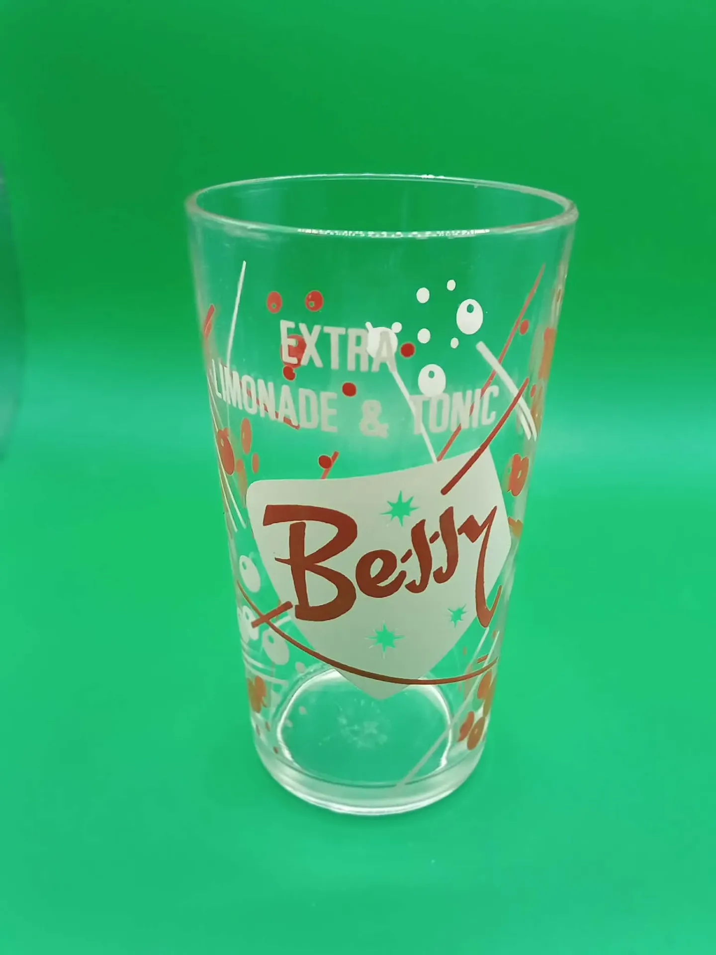 Italienisches Glas – Rote und weiße Muster, Extra Lemonade & Tonic
