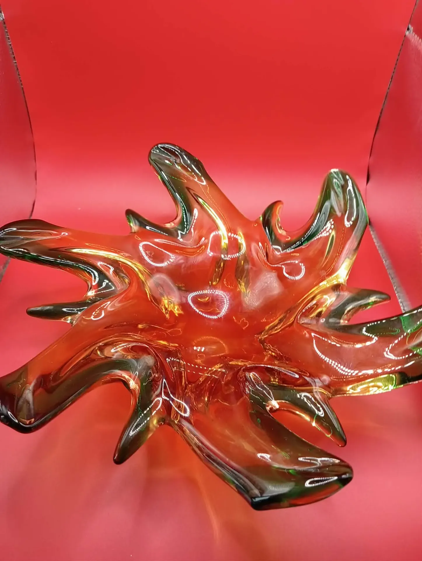 Centre de table en verre d'art de Murano Ø 27 cm – Style Splash – Années 1970