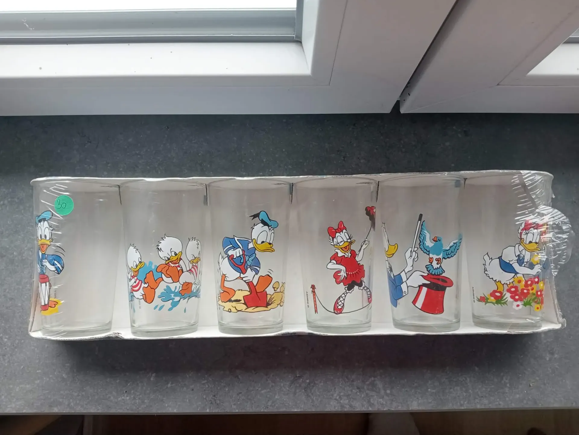 Coffret de 6 verres à orangeade Verrerie Champenoise Disney Donald Duck – Années 1980