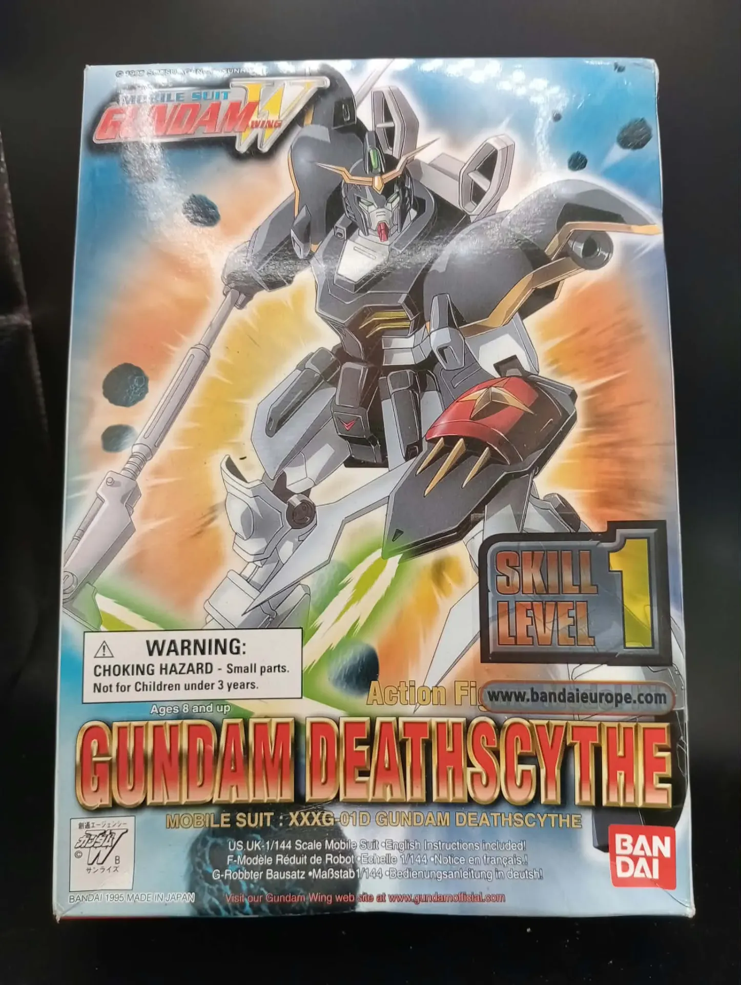 Gundam Deathscythe 1/144 Bandai 1995 Gebouwd Compleet met Doos en Handleiding
