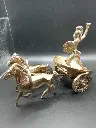 Carro de guerra antiguo – Biga de latón/bronce – Objeto decorativo vintage