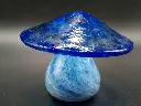 Petit champignon en verre soufflé bleu 