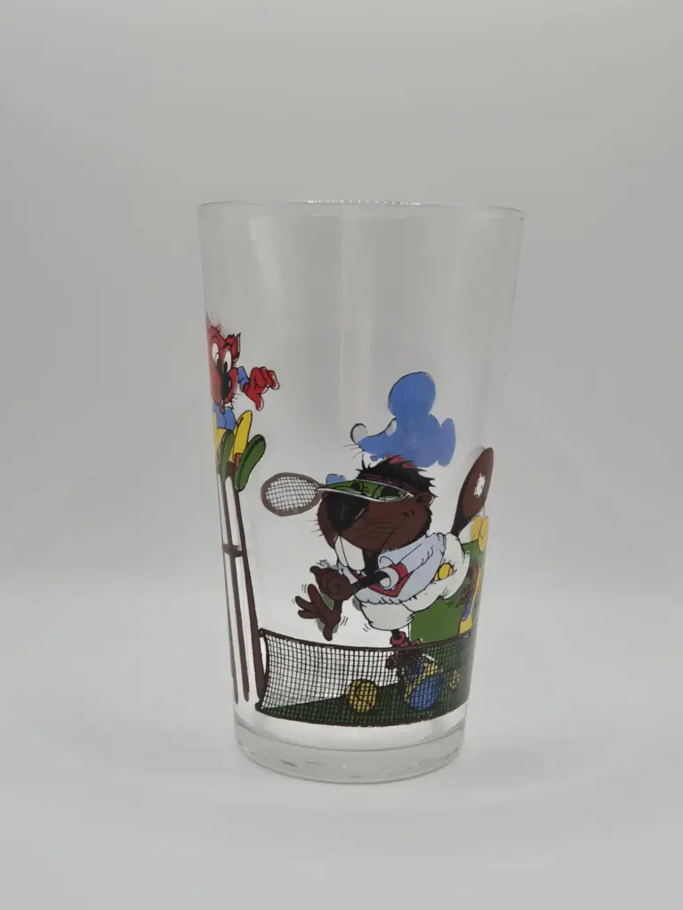 Verre Duralex Kellogg's Miel Pops - castor et souris jouant au tennis