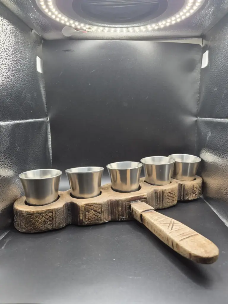 Set de 5 mini-coupes sur plateau en bois artisanal