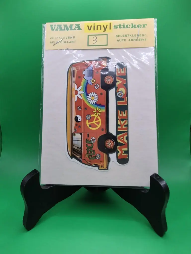 Sticker vintage VAMA – Van hippie rétro “MAKE LOVE” (années 70, neuf sous blister)