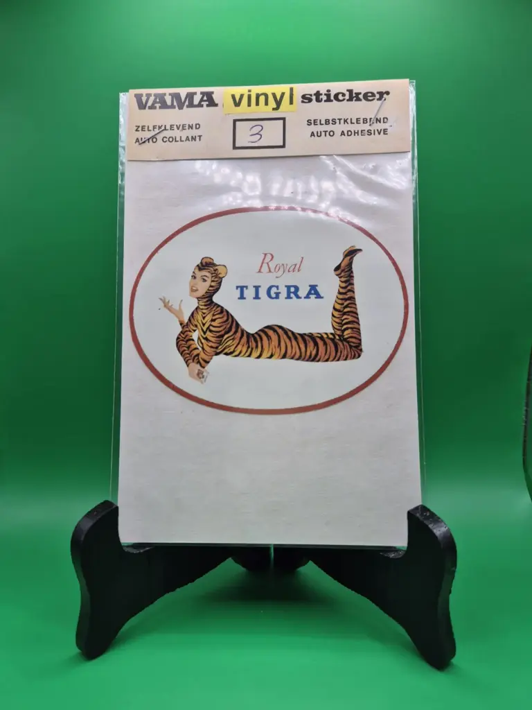Sticker vintage VAMA – Royal Tigra (années 70, neuf sous blister)