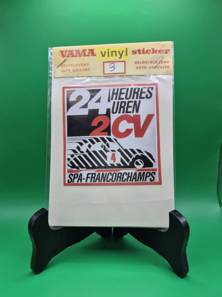 Sticker vintage VAMA – 24 Heures Uren 2CV Spa-Francorchamps (années 70, neuf sous blister)